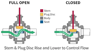 Cutaway view of a globe valve illustrating its S-shaped internal flow path.